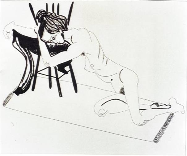 femme assise tte sur un tabouret